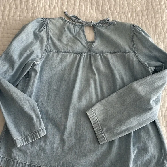 Madewell Chambray Puff Sleeve Tie Top - Picture 3 of 3